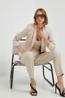 Γυναικεία Σακάκια Blazer με μείγμα λινών Morgan μπεζ,