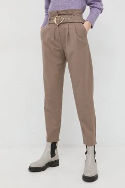 Γυναικεία Υφασμάτινα Παντελόνι Morgan καφέ,