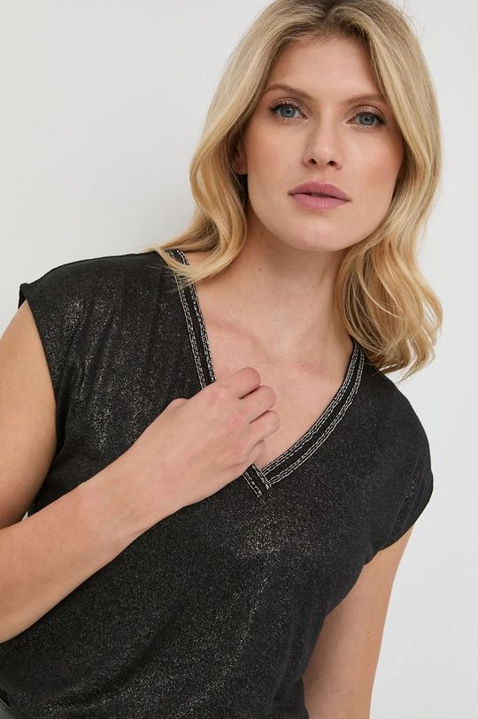 Γυναικεία Κοντομάνικο Top Morgan μαύρο - Image 4