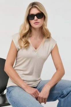 Γυναικεία Κοντομάνικο Top Morgan μπεζ