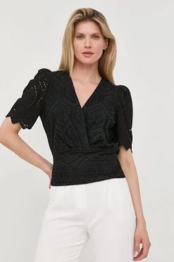Γυναικεία Μπλούζες Βαμβακερή μπλούζα Morgan χρώμα: μαύρο