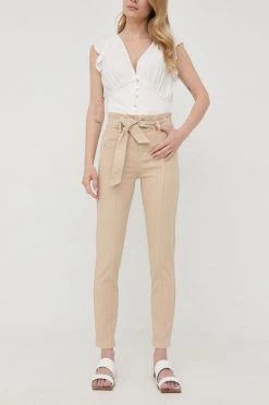 Γυναικεία Υφασμάτινα Παντελόνι Morgan μπεζ,