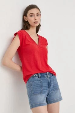 Γυναικεία Κοντομάνικο Λευκό μπλουζάκι Morgan κόκκινο