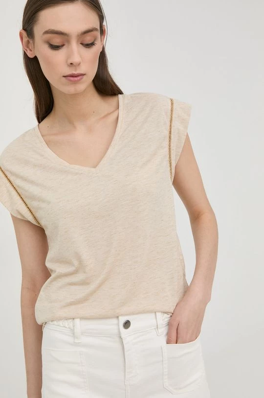 Γυναικεία Κοντομάνικο Μπλουζάκι Morgan μπεζ - Image 4