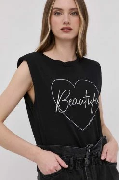 Γυναικεία Κοντομάνικο Μπλουζάκι Morgan χρώμα: μαύρο