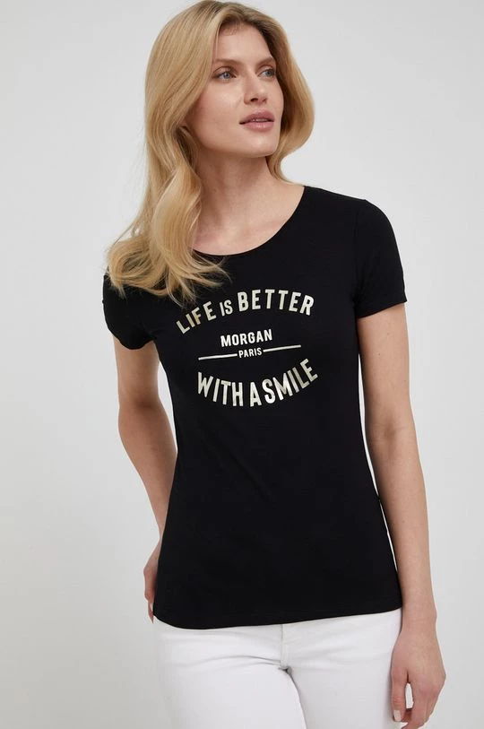 Γυναικεία Κοντομάνικο Μπλουζάκι Morgan χρώμα: μαύρο