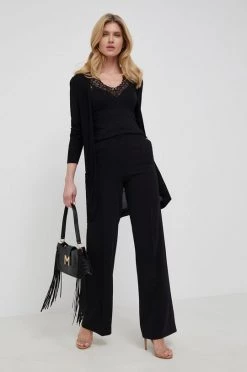 Γυναικεία Με φερμουάρ Πλεκτή ζακέτα Morgan χρώμα: μαύρο