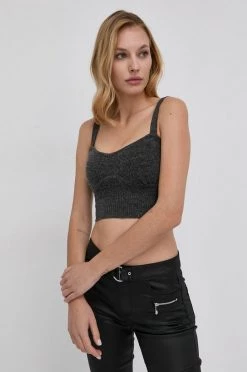 Γυναικεία Αμάνικος Τοπ από μείγμα μαλλιού Morgan γκρι