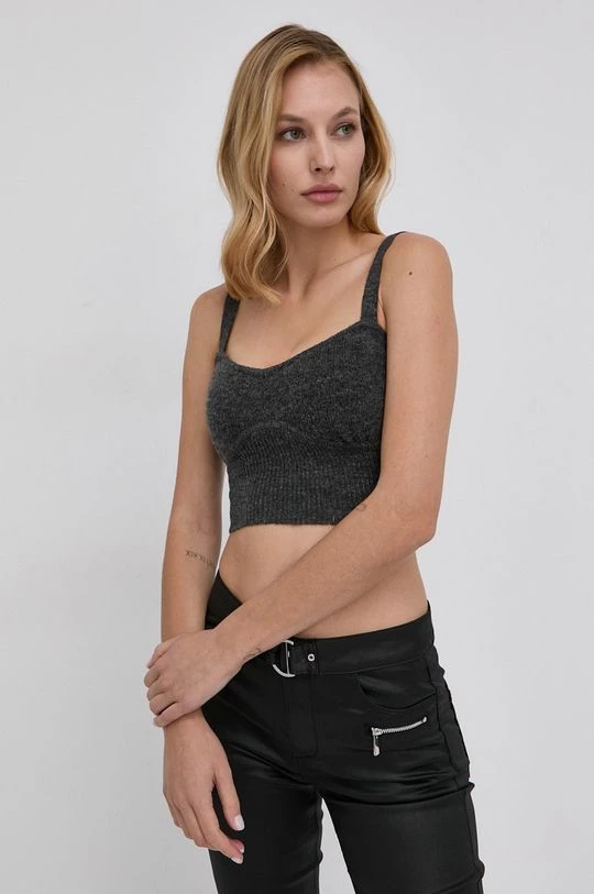 Γυναικεία Αμάνικος Τοπ από μείγμα μαλλιού Morgan γκρι