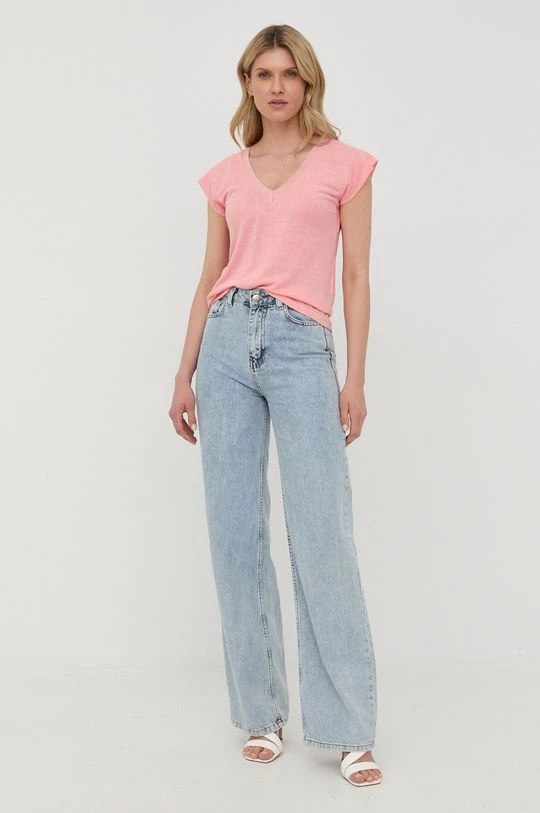 Γυναικεία Κοντομάνικο Λευκό μπλουζάκι Morgan ροζ - Image 2