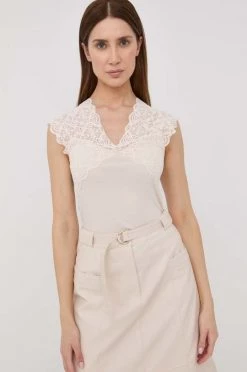 Γυναικεία Κοντομάνικο Top Morgan μπεζ