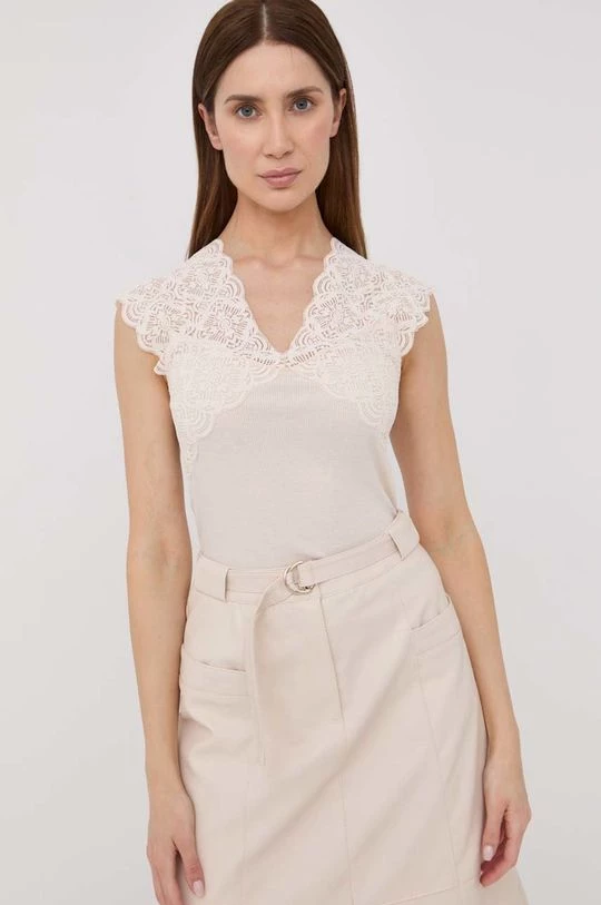 Γυναικεία Κοντομάνικο Top Morgan μπεζ