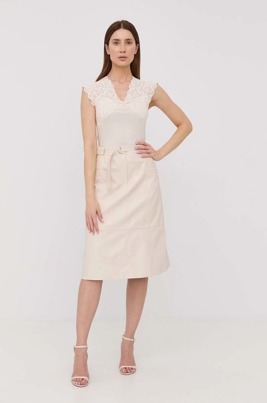 Γυναικεία Κοντομάνικο Top Morgan μπεζ - Image 2