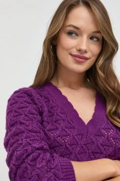 Γυναικεία Χωρίς φερμουάρ Πουλόβερ με προσθήκη μαλλιού Morgan χρώμα: μοβ,