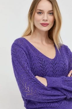 Γυναικεία Χωρίς φερμουάρ Πουλόβερ με προσθήκη μαλλιού Morgan χρώμα: μοβ,