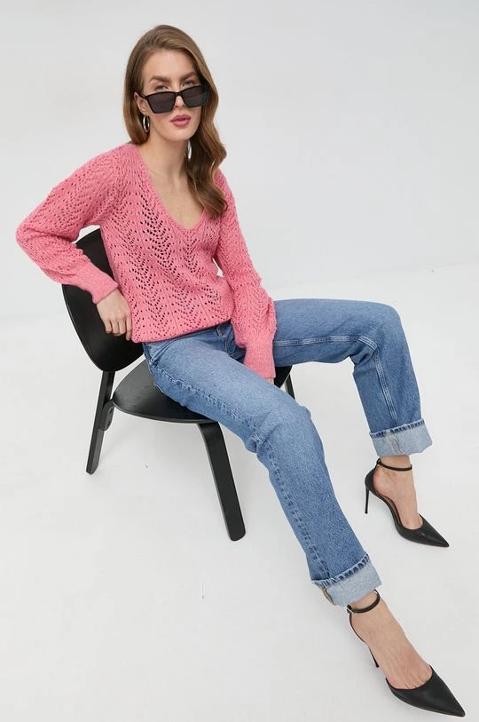 Γυναικεία Χωρίς φερμουάρ Πουλόβερ με προσθήκη μαλλιού Morgan χρώμα: ροζ, - Image 2