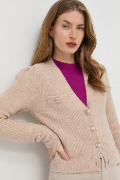 Γυναικεία Με φερμουάρ Πουλόβερ με προσθήκη μαλλιού Morgan χρώμα: μπεζ